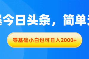 （11077期）拉爆今日头条，简单无脑，零基础小白也可日入2000+