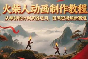 （15171期）火柴人动画制作教程：从拳脚设计到武器运用，国风短视频新赛道