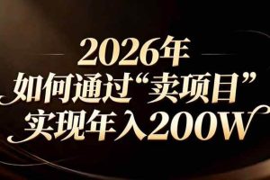 （17309期）站在2026年的十字路口：一个普通人如何通过卖项目实现年入200万