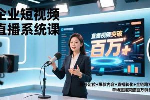（16878期）企业短视频直播系统课，账号定位+爆款内容+直播转化+全链路实战，单场直播突破百万销售额