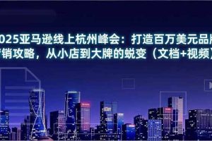 （16850期）2025亚马逊线上杭州峰会：打造百万美元品牌营销攻略，从小店到大牌的蜕变（文档+视频）