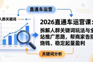 （17898期）2026直通车运营课：拆解人群关键词玩法与全站推广思路，帮商家告别烧钱、稳定起量盈利